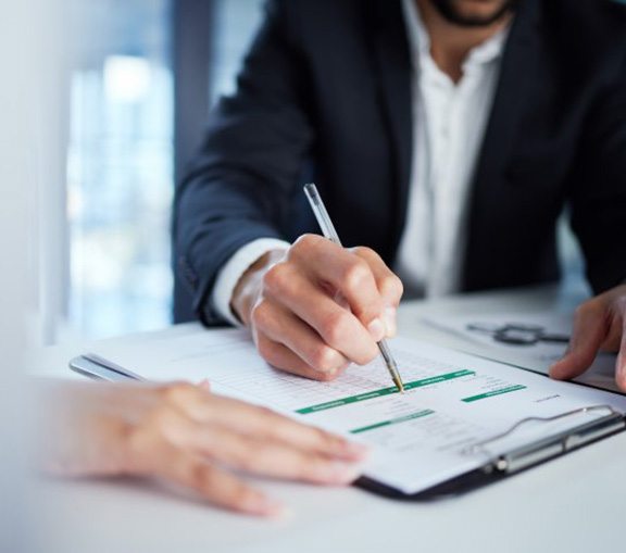 People go over paperwork