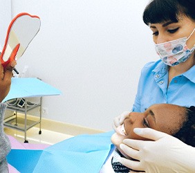 Female patient in dental chair